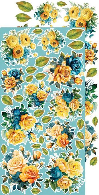 Ensemble de 18 feuilles, 15x30cm, collection : Sunset mood - Craft O Clock, 250g , Flowers & More
