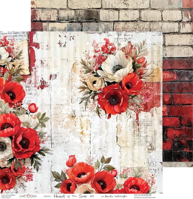 Ensemble de 6 feuilles, 30x30cm, collection : Heart of the sun - Craft O Clock, 250g