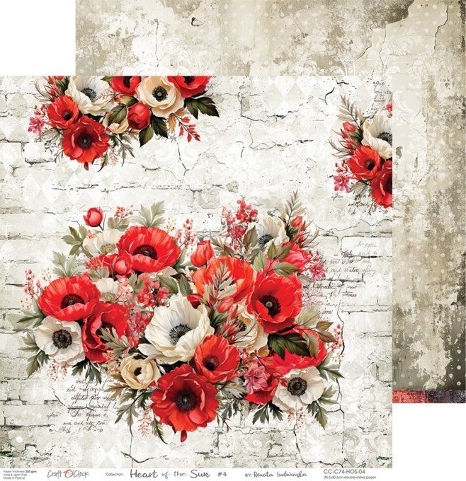 Ensemble de 6 feuilles, 30x30cm, collection : Heart of the sun - Craft O Clock, 250g