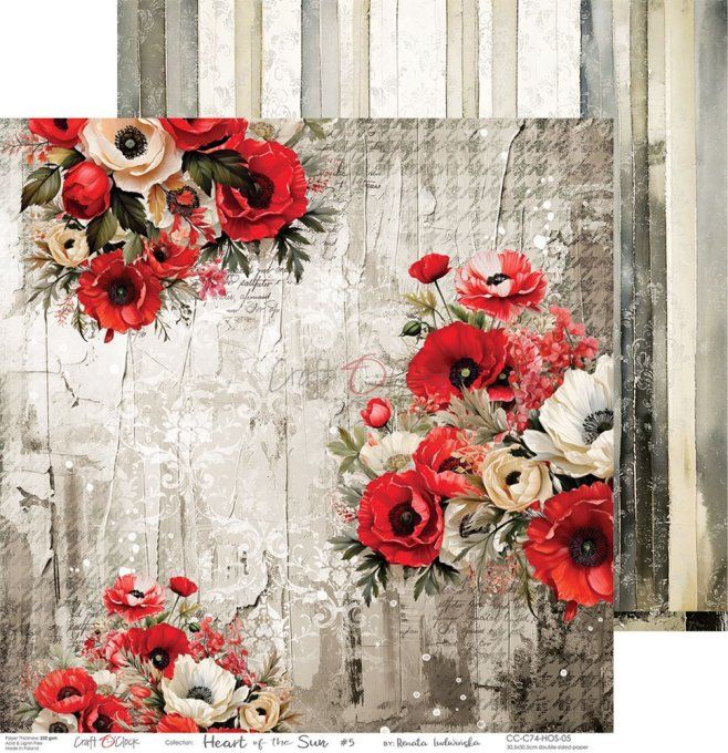 Ensemble de 6 feuilles, 30x30cm, collection : Heart of the sun - Craft O Clock, 250g