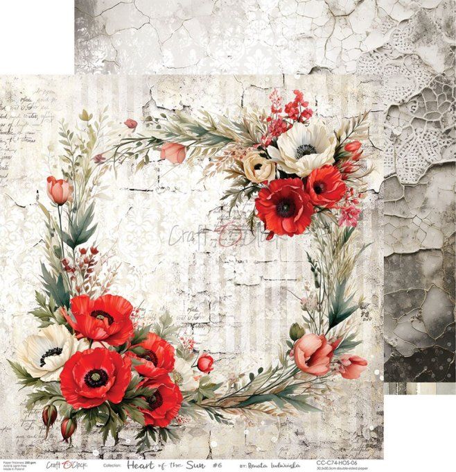 Ensemble de 6 feuilles, 30x30cm, collection : Heart of the sun - Craft O Clock, 250g