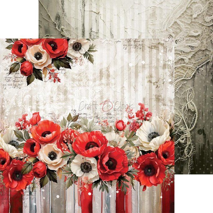 Ensemble de 24 feuilles, 20x20cm, collection : Heart of the sun - Craft O Clock, 250g - mix