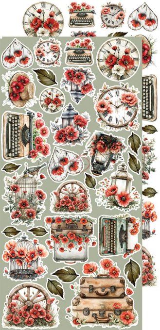Ensemble de 18 feuilles, 15x30cm, collection : Heart of the sun, Craft O Clock, 250g - Mix