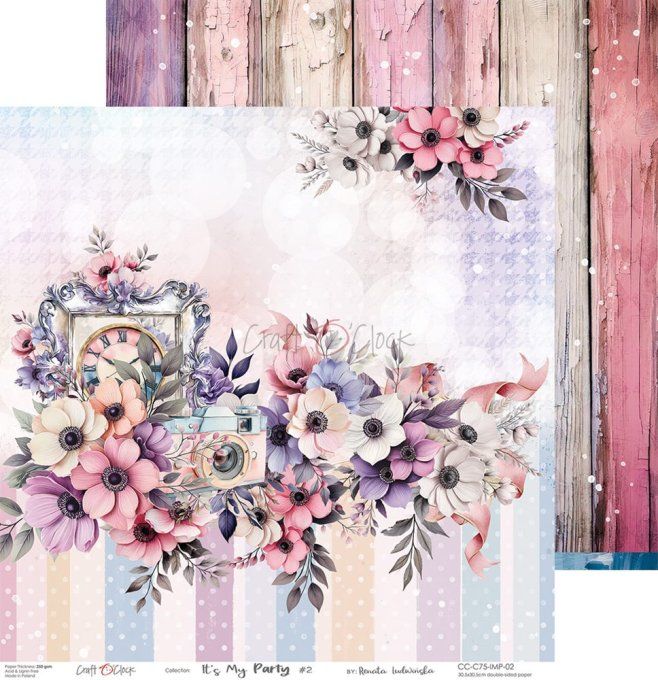 Ensemble de 6 feuilles, 30x30cm, collection : It's my party - Craft O Clock, 250g