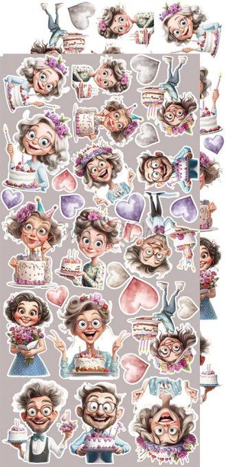Ensemble de 18 feuilles, 15x30cm, collection : It's my party, Craft O Clock, 250g - mix