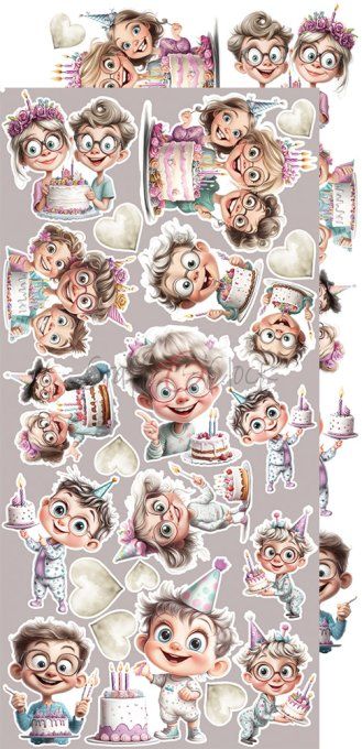 Ensemble de 18 feuilles, 15x30cm, collection : It's my party, Craft O Clock, 250g - mix