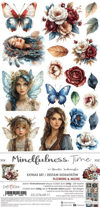 Ensemble de 18 feuilles, 15x30cm, collection : Mindfulness time, Craft O Clock, 250g 