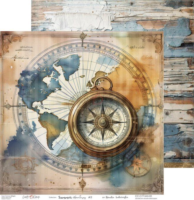 Ensemble de 6 feuilles, 30x30cm, collection : Summer adventures - Craft O Clock, 250g 