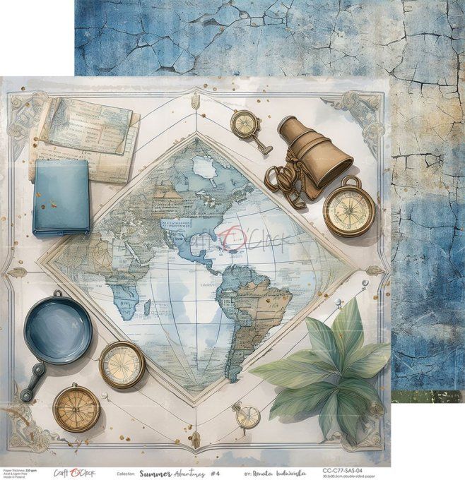 Ensemble de 6 feuilles, 30x30cm, collection : Summer adventures - Craft O Clock, 250g 