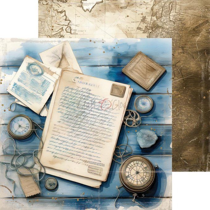 Ensemble de 24 feuilles, 20x20cm, collection : Summer adventures - Craft O Clock, 250g