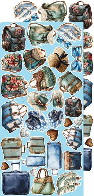 Ensemble de 18 feuilles, 15x30cm, collection : Summer adventures, Craft O Clock, 250g 