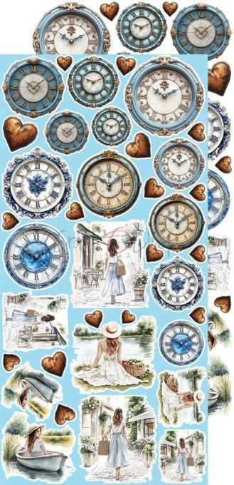 Ensemble de 18 feuilles, 15x30cm, collection : Summer adventures, Craft O Clock, 250g 