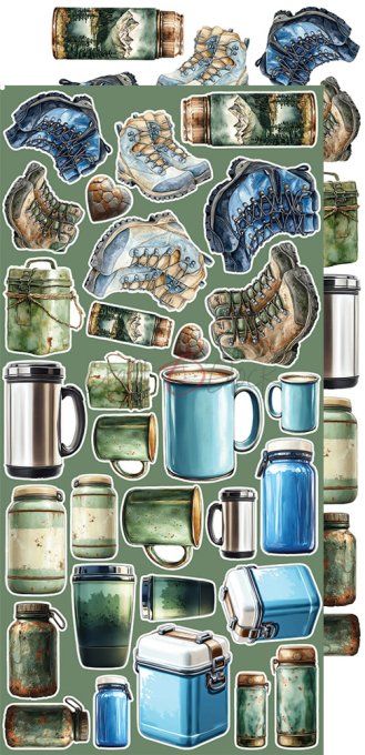 Ensemble de 18 feuilles, 15x30cm, collection : Summer Adventures, Craft O Clock, 250g