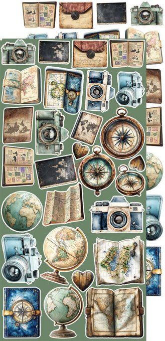 Ensemble de 18 feuilles, 15x30cm, collection : Summer Adventures, Craft O Clock, 250g