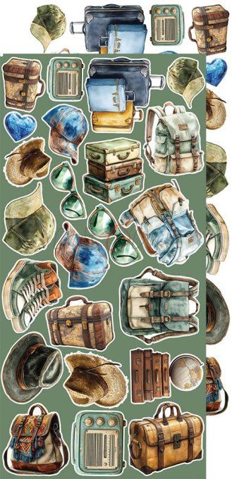 Ensemble de 18 feuilles, 15x30cm, collection : Summer Adventures, Craft O Clock, 250g