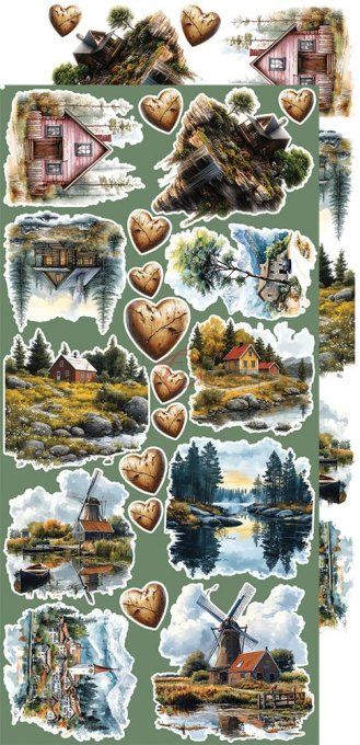 Ensemble de 18 feuilles, 15x30cm, collection : Summer Adventures, Craft O Clock, 250g