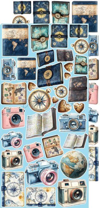 Ensemble de 18 feuilles, 15x30cm, collection : Summer Adventures, Craft O Clock, 250g - Mix