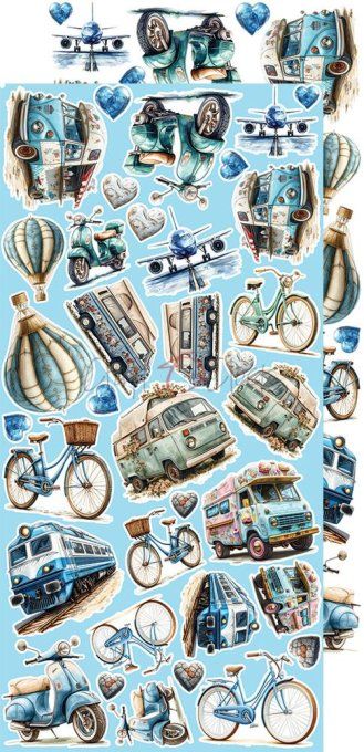 Ensemble de 18 feuilles, 15x30cm, collection : Summer Adventures, Craft O Clock, 250g - Mix