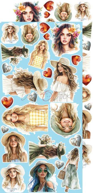 Ensemble de 18 feuilles, 15x30cm, collection : Summer Adventures, Craft O Clock, 250g - Mix