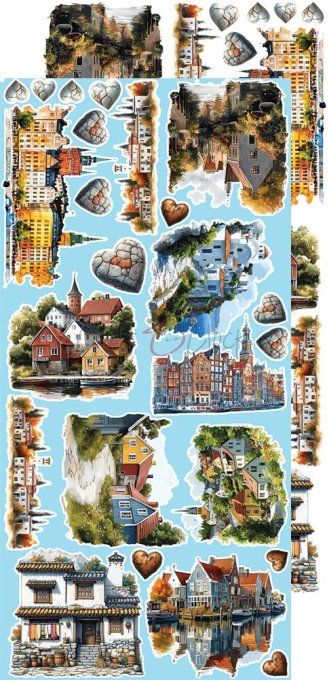 Ensemble de 18 feuilles, 15x30cm, collection : Summer Adventures, Craft O Clock, 250g - Mix