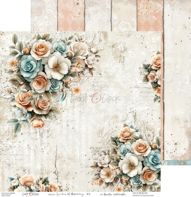 6 feuilles, 30x30cm, collection : Sprites of harmony - Craft O Clock, 250g