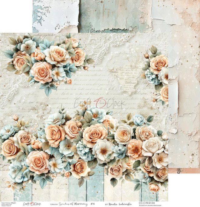 6 feuilles, 30x30cm, collection : Sprites of harmony - Craft O Clock, 250g