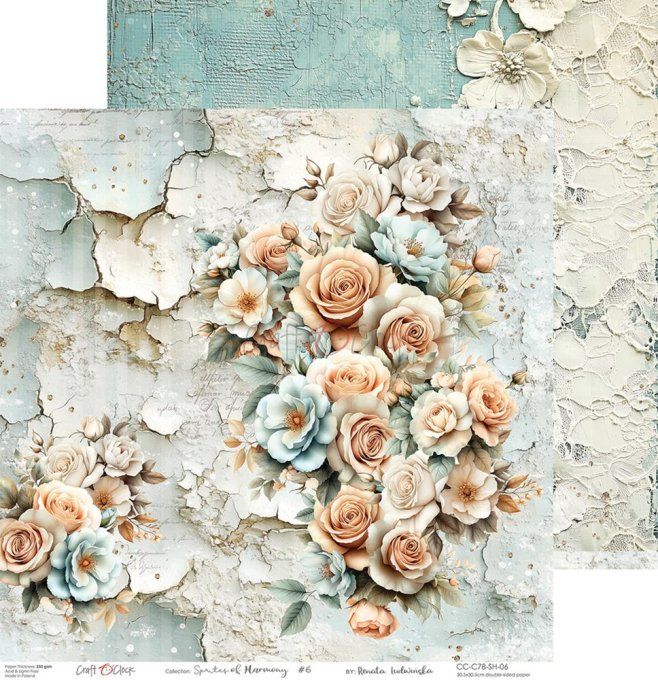6 feuilles, 30x30cm, collection : Sprites of harmony - Craft O Clock, 250g