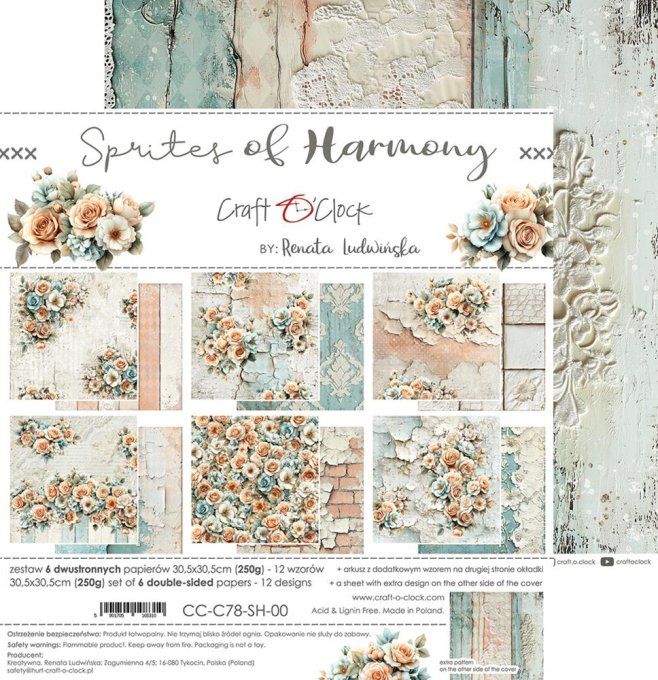 6 feuilles, 30x30cm, collection : Sprites of harmony - Craft O Clock, 250g