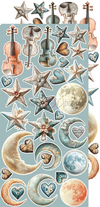 Ensemble de 18 feuilles, 15x30cm, collection : Sprites of harmony, Craft O Clock, 250g