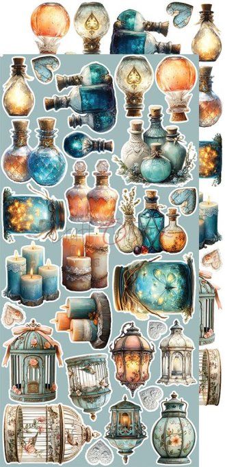 Ensemble de 18 feuilles, 15x30cm, collection : Sprites of harmony, Craft O Clock, 250g