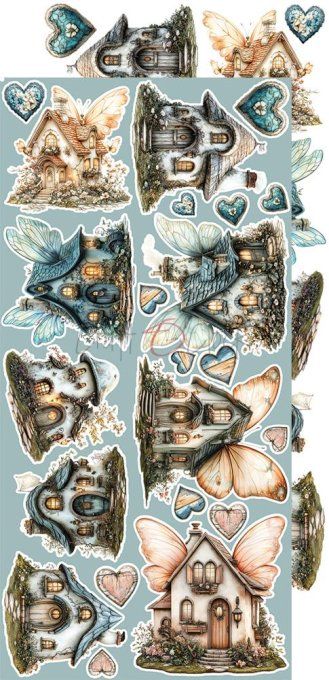 Ensemble de 18 feuilles, 15x30cm, collection : Sprites of harmony, Craft O Clock, 250g