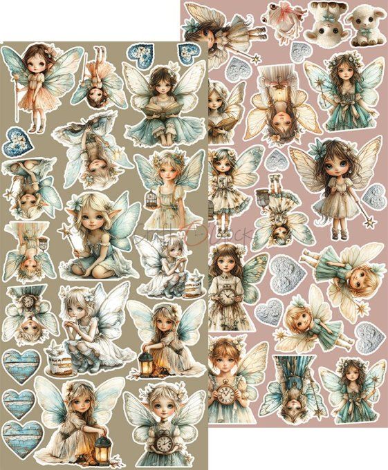 Ensemble de 18 feuilles, 15x30cm, collection : Sprites of harmony, Craft O Clock, 250g
