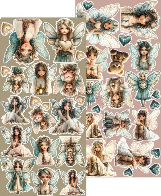 Ensemble de 18 feuilles, 15x30cm, collection : Sprites of harmony, Craft O Clock, 250g