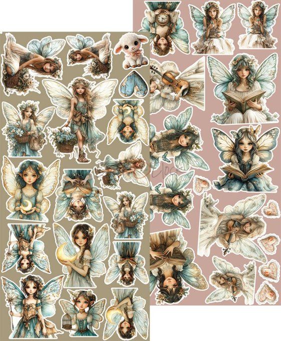 Ensemble de 18 feuilles, 15x30cm, collection : Sprites of harmony, Craft O Clock, 250g
