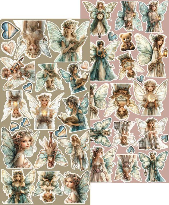 Ensemble de 18 feuilles, 15x30cm, collection : Sprites of harmony, Craft O Clock, 250g