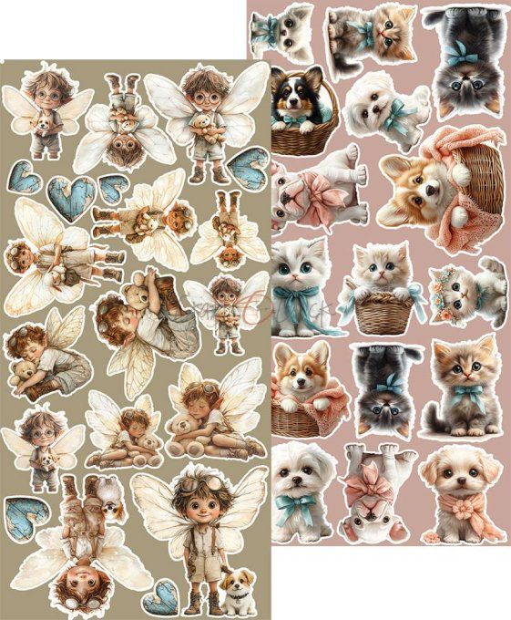 Ensemble de 18 feuilles, 15x30cm, collection : Sprites of harmony, Craft O Clock, 250g