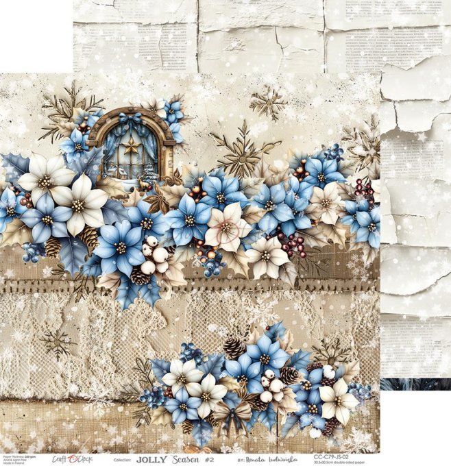 Ensemble de 6 feuilles, 30x30cm, collection : Jolly season - Craft O Clock, 250g