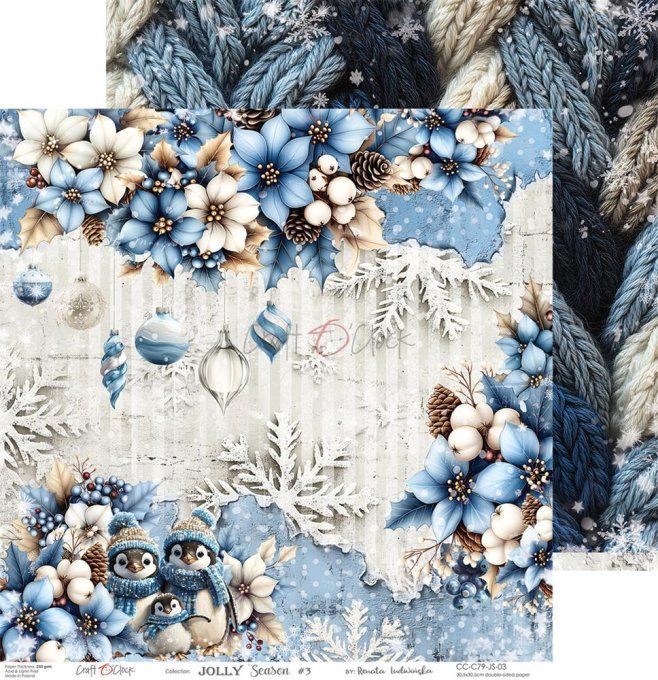 Ensemble de 6 feuilles, 30x30cm, collection : Jolly season - Craft O Clock, 250g