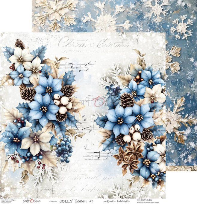 Ensemble de 6 feuilles, 30x30cm, collection : Jolly season - Craft O Clock, 250g