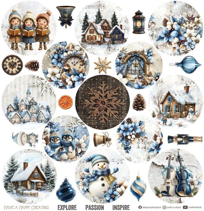 Ensemble de 6 feuilles, 30x30cm, collection : Jolly season - Craft O Clock, 250g