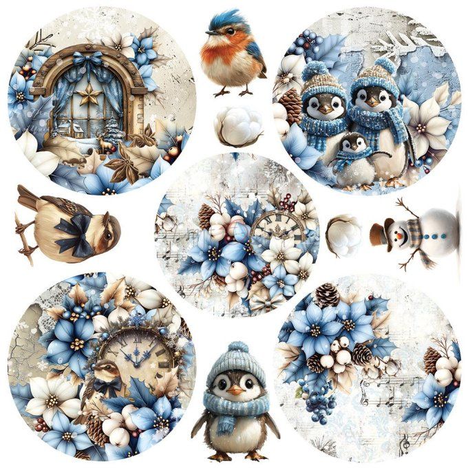 Ensemble de 24 feuilles, 20x20cm, collection : Jolly season - Craft O Clock, 250g
