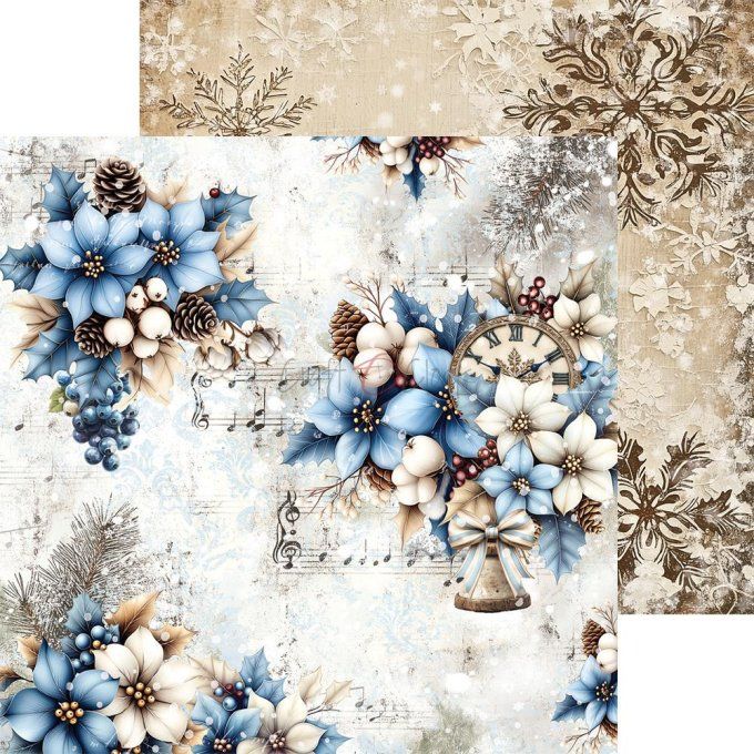Ensemble de 24 feuilles, 20x20cm, collection : Jolly season - Craft O Clock, 250g - Mix