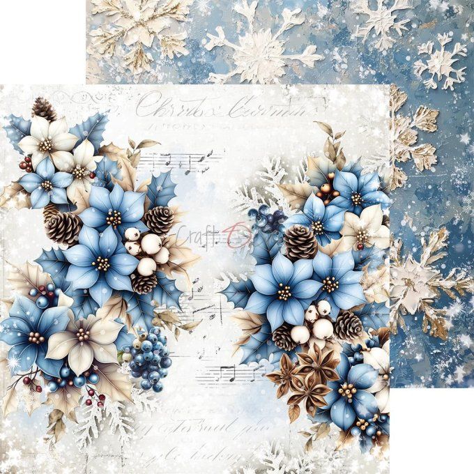 Ensemble de 24 feuilles, 20x20cm, collection : Jolly season - Craft O Clock, 250g - Mix