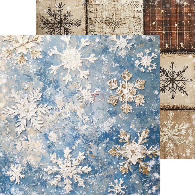 Ensemble de 24 feuilles, 20x20cm, collection : Jolly season - Craft O Clock, 250g - Mix