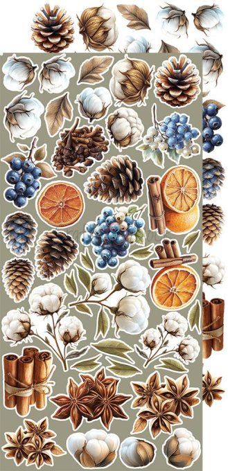 Ensemble de 18 feuilles, 15x30cm, collection : Jolly season, Craft O Clock, 250g