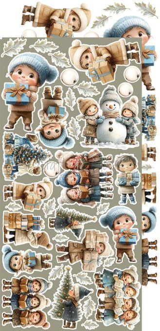 Ensemble de 18 feuilles, 15x30cm, collection : Jolly season, Craft O Clock, 250g