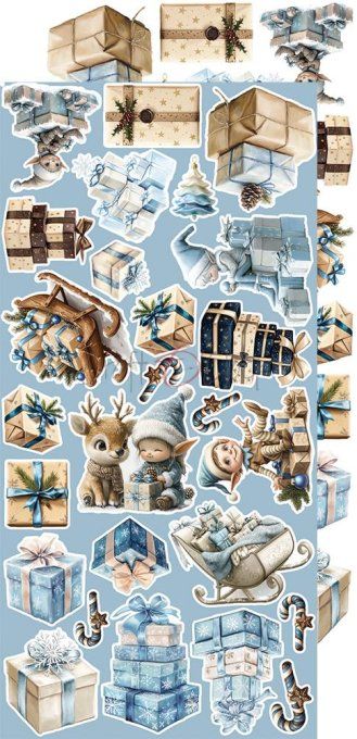 Ensemble de 18 feuilles, 15x30cm, collection : Jolly season, Craft O Clock, 250g