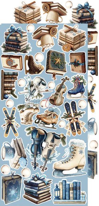 Ensemble de 18 feuilles, 15x30cm, collection : Jolly season, Craft O Clock, 250g