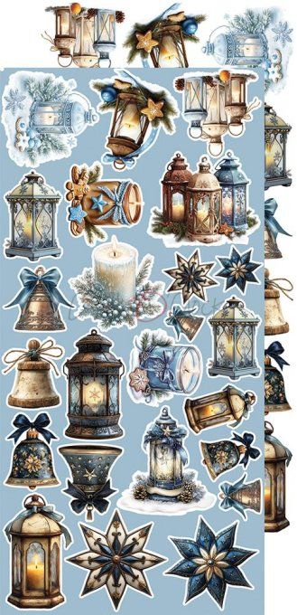 Ensemble de 18 feuilles, 15x30cm, collection : Jolly season, Craft O Clock, 250g