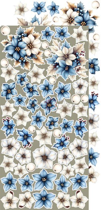 Ensemble de 18 feuilles, 15x30cm, collection : Jolly season, Craft O Clock, 250g - Mix